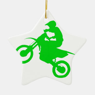 DIRT BIKE (green) Ceramic Ornament