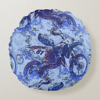 Dirt-Bike Heaven - Motocross Racers Round Pillow