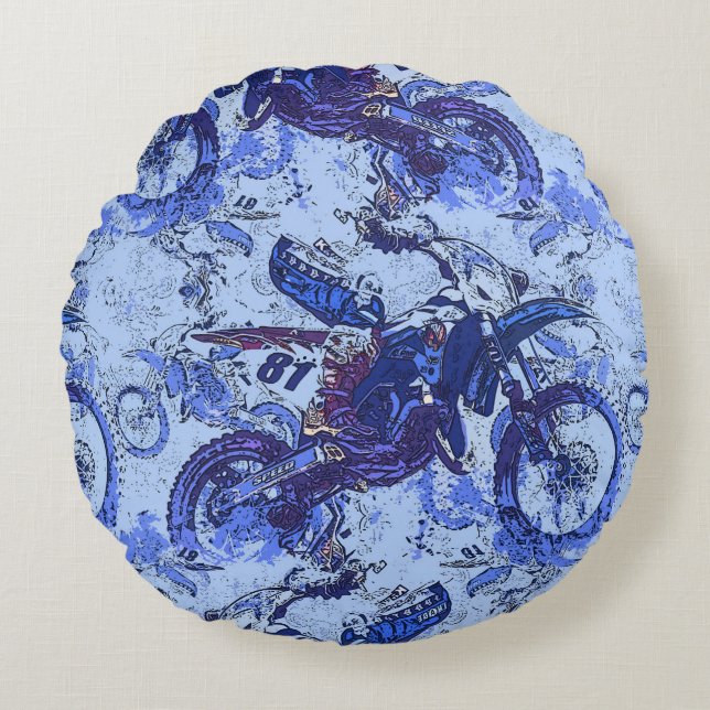 Dirt-Bike Heaven - Motocross Racers   Round Pillow (Front)