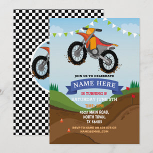 Dirt Bike Invitation Anniversaire Piste D'Amusemen