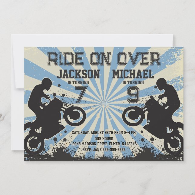 Dirt Bike Joint Birthday Invitation (Front)