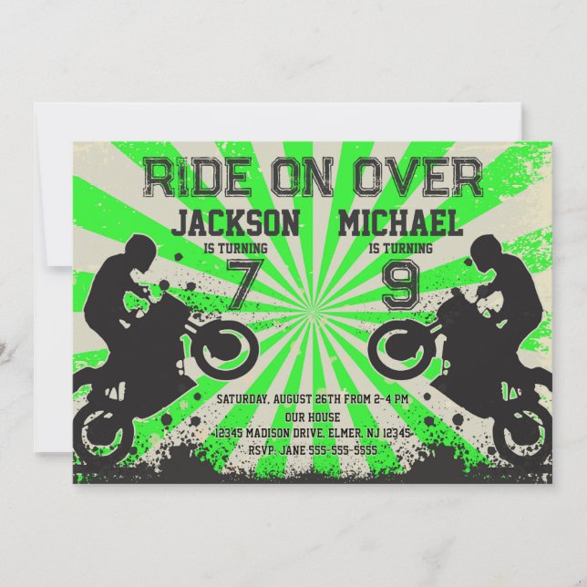 Dirt Bike Joint Birthday Invitation (Front)