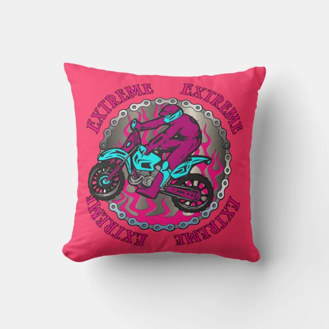 Dirt Bike Jumper Pink Girls Decorative Pillow (Front)