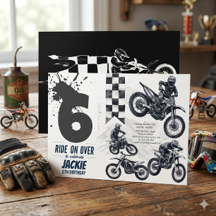 Dirt Bike Motocross 6th Birthday Ride On Over  Invitation