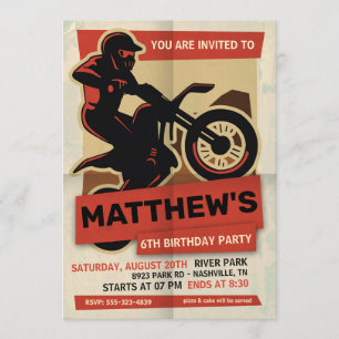 Dirt Bike Motocross Birthday Party Invitation