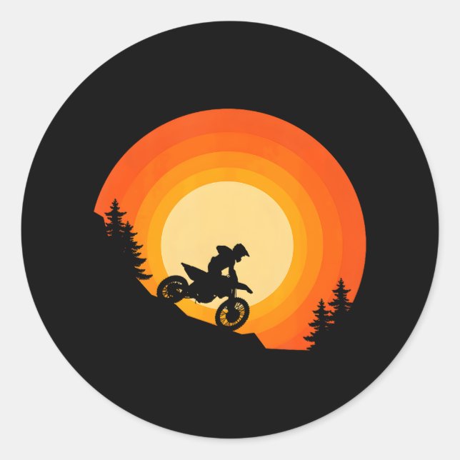 Dirt Bike Motocross Classic Round Sticker (Front)