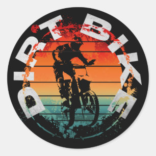 Dirt bike motocross rider classic round sticker