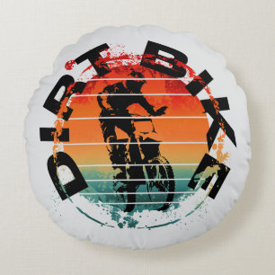 Dirt bike motocross rider round pillow
