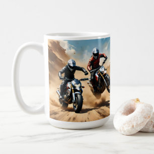 Dirt Bike Motorbikes Racing In The Desert, Coffee Mug