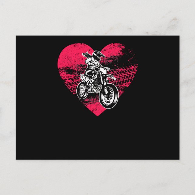 Dirt Bike Motorcross MX Rider Valentine's Day Bike Postcard (Front)