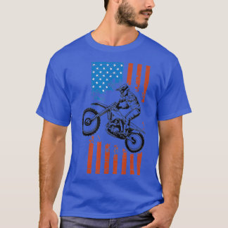 Dirt Bike Motorcycle Motocross American Flag T-Shirt