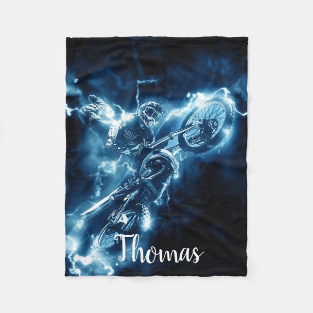 Dirt Bike Motorcycle Motocross Racing Personalized Fleece Blanket (Front)