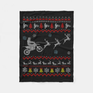 Dirt Bike Motorcycle Pajama Ugly Christmas Biker  Fleece Blanket