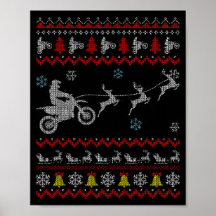 Dirt Bike Motorcycle Pajama Ugly Christmas Biker  Poster