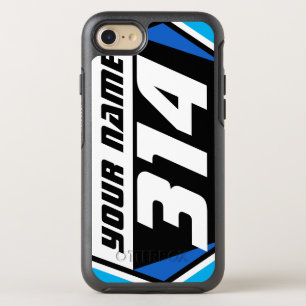 Dirt Bike MX Racing Number - Blue - White Number OtterBox Symmetry iPhone 8/7 Case