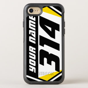 Dirt Bike MX Racing Number - Yellow - Black Number OtterBox Symmetry iPhone 8/7 Case