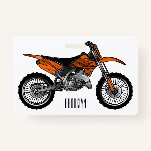 Dirt bike off-road motorcycle / motocross cartoon badge (Front)