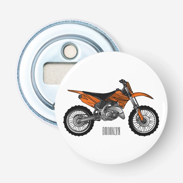 Dirt bike off-road motorcycle / motocross cartoon bottle opener (Front)