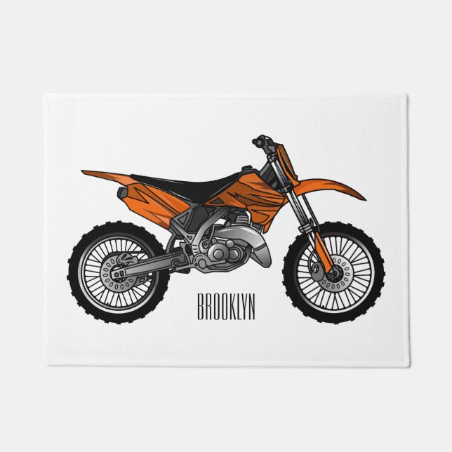 Dirt bike off-road motorcycle / motocross cartoon  doormat (Front)