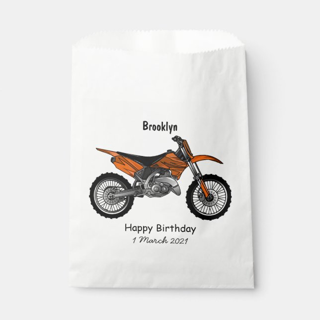 Dirt bike off-road motorcycle / motocross cartoon favour bag (Front)