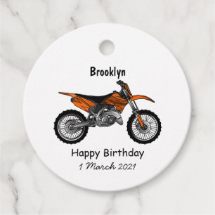 Dirt bike off-road motorcycle / motocross cartoon favour tags