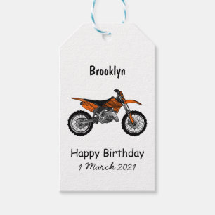 Dirt bike off-road motorcycle / motocross cartoon gift tags