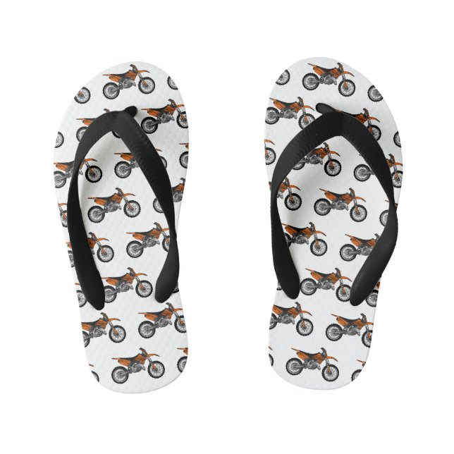 Dirt bike off-road motorcycle / motocross cartoon kid's flip flops (Footbed)
