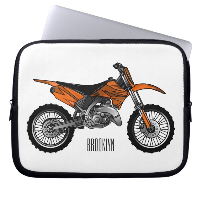 Dirt bike off-road motorcycle / motocross cartoon laptop sleeve (Front)