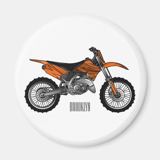 Dirt bike off-road motorcycle / motocross cartoon magnet (Front)