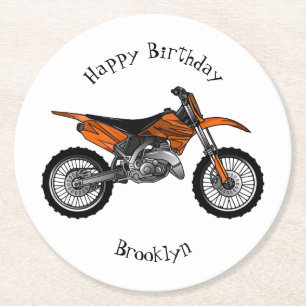 Dirt bike off-road motorcycle / motocross cartoon round paper coaster