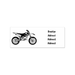 Dirt bike off-road motorcycle / motocross cartoon rubber stamp