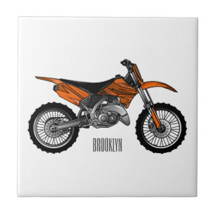 Dirt bike off-road motorcycle / motocross cartoon tile