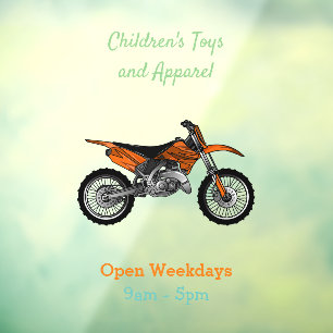 Dirt bike off-road motorcycle / motocross cartoon window cling