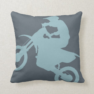 DIRT BIKE ( pale blue ) CROPPED Throw Pillow