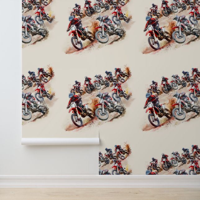 Dirt Bike Racers Seamless Repeating Pattern Wallpaper (Application)