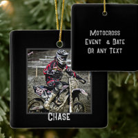 Dirt Bike Rider Boys Photo Square Ornament