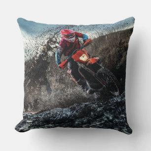 Dirt bike rider throw pillow