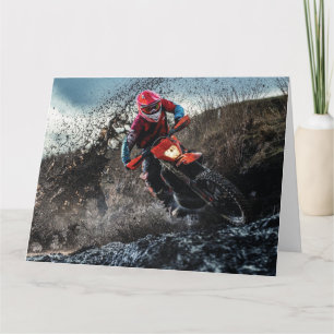Dirt bike rider throw pillow card