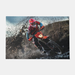Dirt bike rider throw pillow doormat