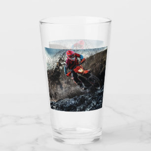 Dirt bike rider throw pillow glass