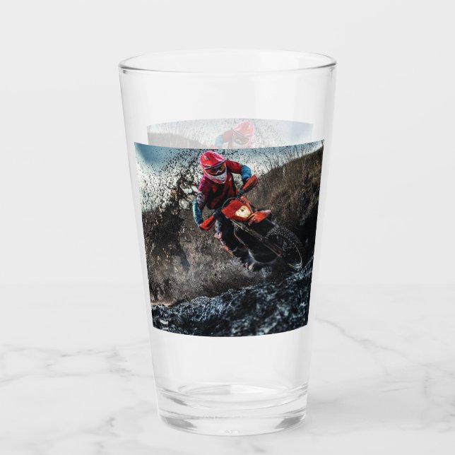 Dirt bike rider throw pillow glass (Front)