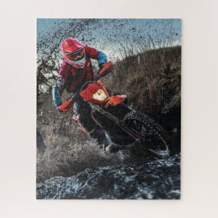 Dirt bike rider throw pillow jigsaw puzzle