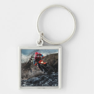 Dirt bike rider throw pillow keychain