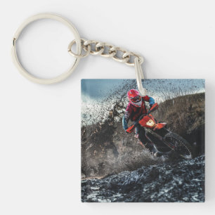 Dirt bike rider throw pillow keychain