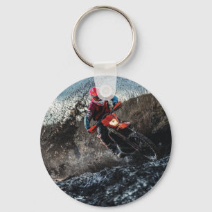 Dirt bike rider throw pillow keychain