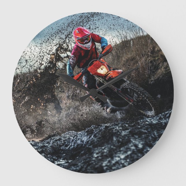 Dirt bike rider throw pillow large clock (Front)