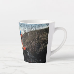 Dirt bike rider throw pillow latte mug
