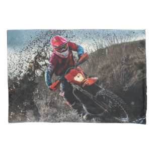 Dirt bike rider throw pillow pillowcase