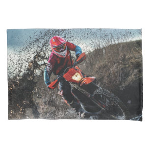 Dirt bike rider throw pillow pillowcase