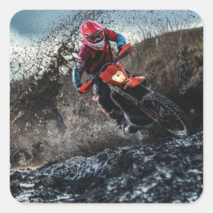 Dirt bike rider throw pillow square sticker